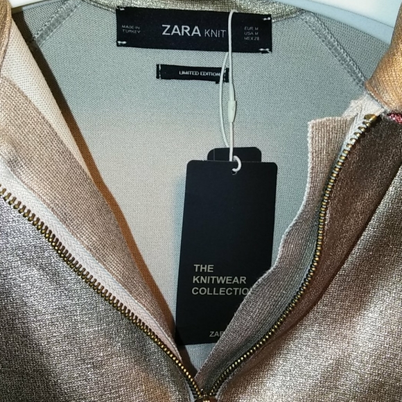 Gold Metallic 💙 Zara Bomber Jacket 💜 - Picture 3 of 10